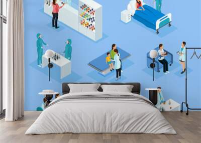 Isometric Medical Preparation And Treatment Set Wall mural