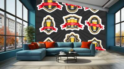 Set of designed beer labels Wall mural