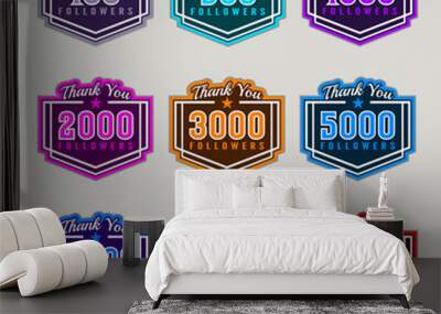 Thank You Followers Badge Set Wall mural