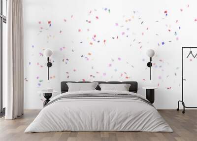 Rainbow color confetti falling down, PNG. Create birthday and party decoration concept. Wall mural