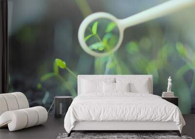 Scientist testing plant in laboratory - biotechnology and GMO concept Wall mural