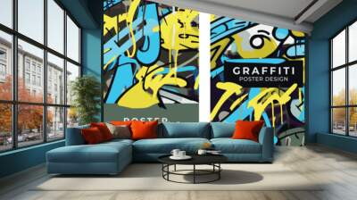 Set of posters in graffiti style. Template for poster, banner, flyer, street art, street art, abstract drawing. Design elements. Wall mural