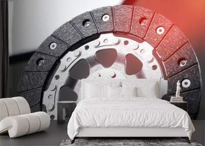 Close-up shot of clutch disk and basket on background Wall mural