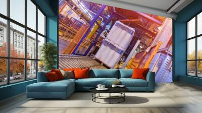 Fiberglass production industry equipment at manufacture background Wall mural