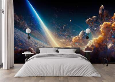 space fantasy landscape with stars and nebulae in deep space universe Wall mural