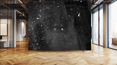 white dust and scratches on a black background. The texture of dirt on the glass. Wall mural