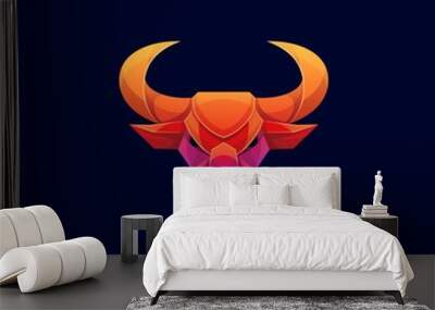 Bull Head Colorful Geometric Low poly Icon Vector Template Wall mural