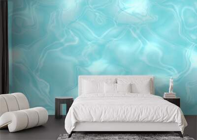 Abstract soft blue shining water shapes, illuminated reflection rays, pastel aqua pool paradise blue wave backgrounds or paper banner	 Wall mural