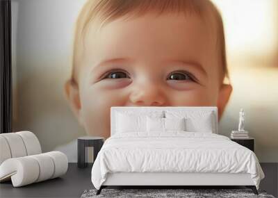 beautiful little toddler smiling in the morning Wall mural