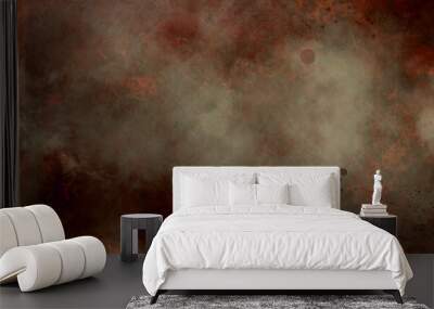 Grunge horror mist red background, foggy design with bloody splash and grey clouds Wall mural