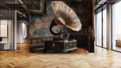 old gramophone on the table Wall mural