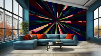 Pop art dark comic book or cartoon radial explosion stripes in old pink and green colors, strip cover in glitch wind effect. Futuristic rays explosion isolated retro super hero style radial	 Wall mural