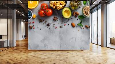 table full of food with copy space  Wall mural