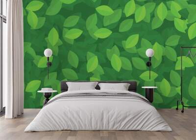 Green eco leaves seamless background pattern. Wall mural