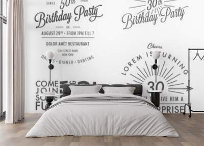 vintage adult birthday invitation design elements Wall mural