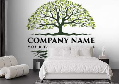 Abstract vibrant tree logo design, root vector - Tree of life logo design inspiration Wall mural