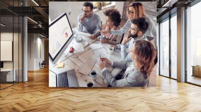 Business people working together in company Wall mural