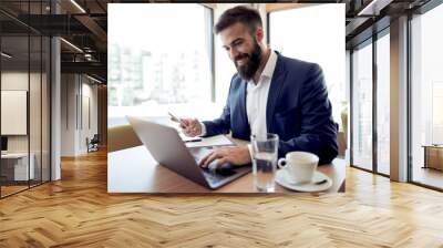 Businessman working in office Wall mural