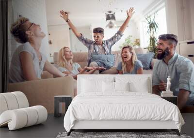 Friends have fun at home Wall mural