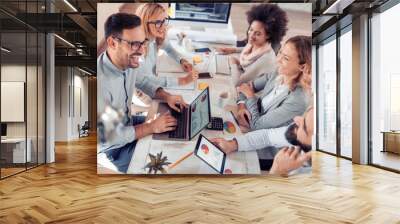 Group of business people in meeting at office. Wall mural