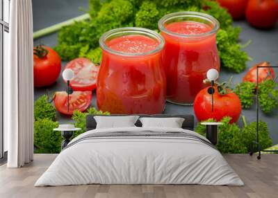 fresh organic tomatoes and tomato juice with parsley. the detox Wall mural