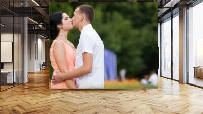 full of love stylish beautiful young caucasian couple on backgro Wall mural