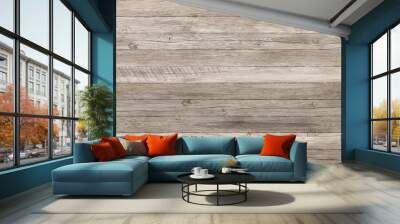 Light grunge wood panels. Planks Background. Old wall wooden vintage floor Wall mural