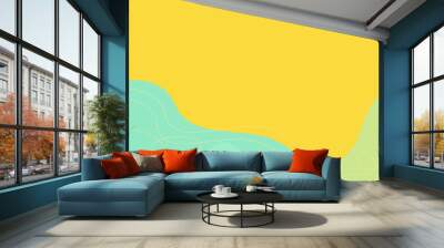 abstract yellow and green background with wavy geometric figures Wall mural