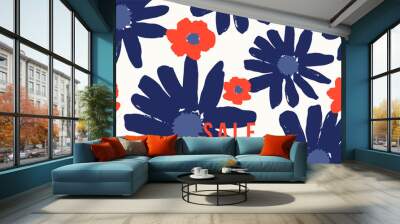 Hand Painted Bold Blossoms Sale Banner Design Wall mural