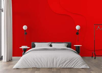 modern red bright background with blank space and waves Wall mural