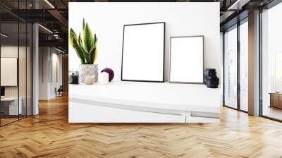 two blank frames on the table Wall mural