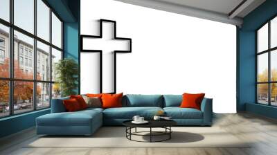 3D Christian cross icon isolated on green background. Church cross. Motion graphics. Wall mural