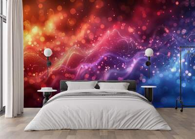 Abstract colorful light particles wave Wall mural