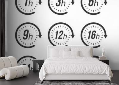 Icon set hours, great design for any purposes. Time icon vector. Vector illustration. Wall mural