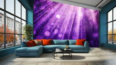 Purple light beams and bokeh effect Wall mural