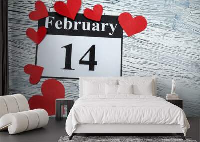 February 14, Valentine's day, heart from red paper Wall mural