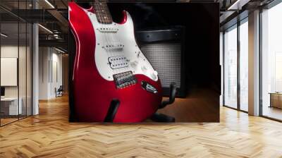 red and white electric guitar Wall mural