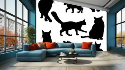 cat silhouette set Wall mural