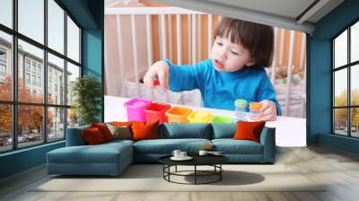 lovely 2 years boy plays with colors Wall mural