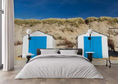 Blue beach huts Wall mural