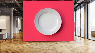 3d illustration background render healthy concept of minimal empty space shiny plates food eat dining diet care vitamins juicy medical weight loss strategy with no food fasting clean mockup view top Wall mural