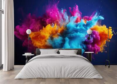 abstract colorful background with splashes of powder, on Holi. Wall mural