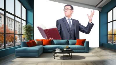 Man in formal wear reciting in studio Wall mural