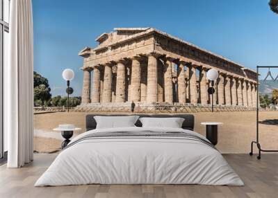 View of the Temple of Hera II in Paestum, Italy. Wall mural