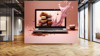 bakery still life with laptop Wall mural