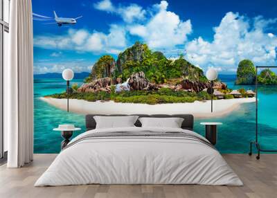 tropical island 3D illustration Wall mural