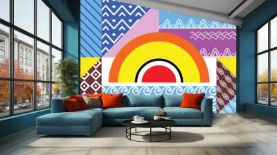 Punchy Colorful Geometric pattern Abstract Vector Stock, a simple background design Wall mural