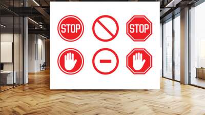 set of stop sign illustration, a simple vector design Wall mural