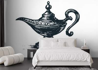 The arabian lantern. Black white vector illustration. Wall mural