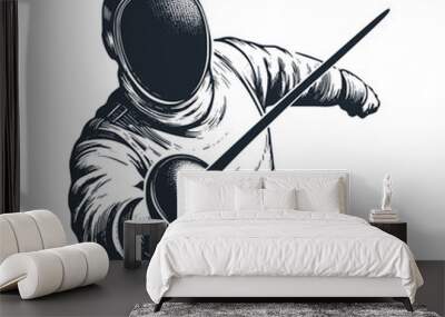 The fencing logo. Black white vector logo illustration.	 Wall mural